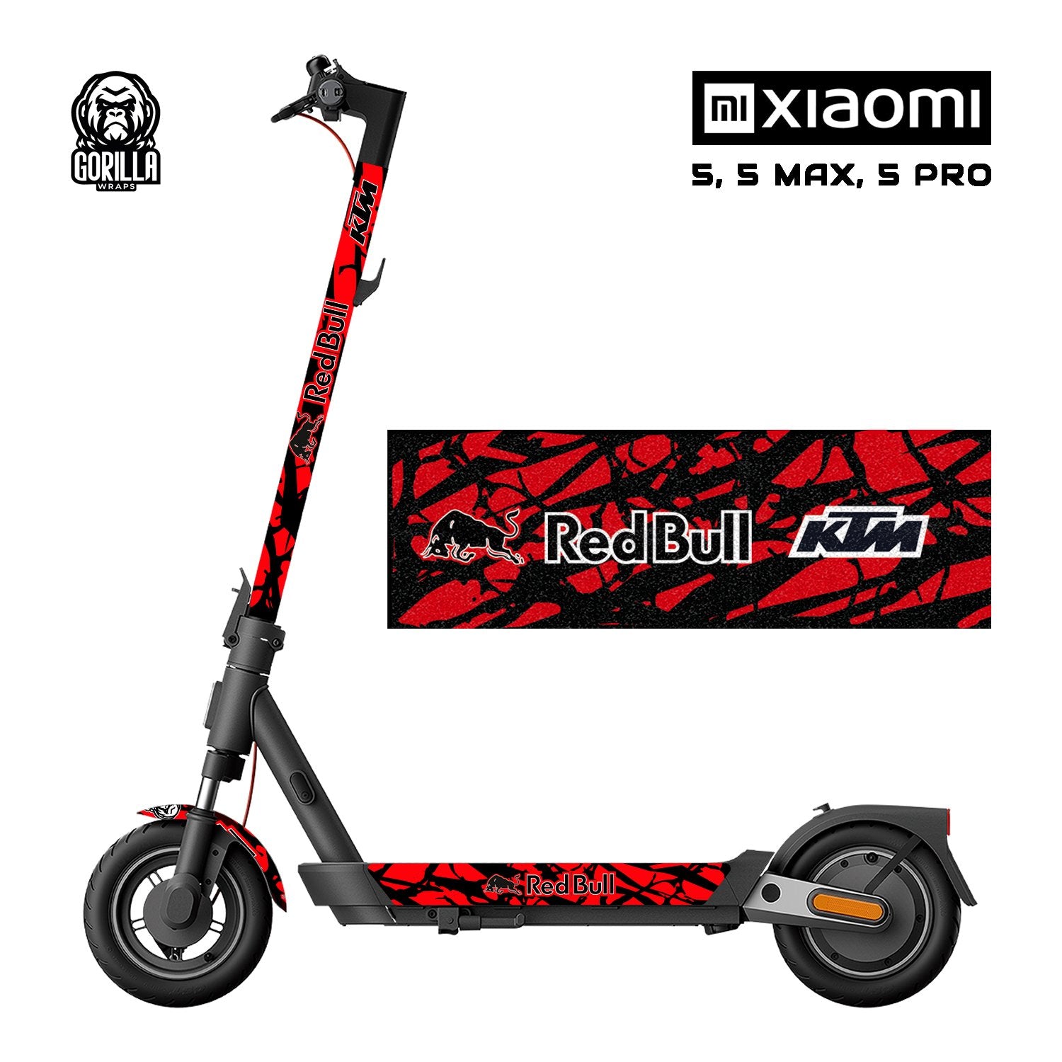 Vinilo KTM Red con base antideslizante para Xiaomi 5 / 5 PRO / 5 MAX para patinetes eléctricos | Repuestos y accesorios