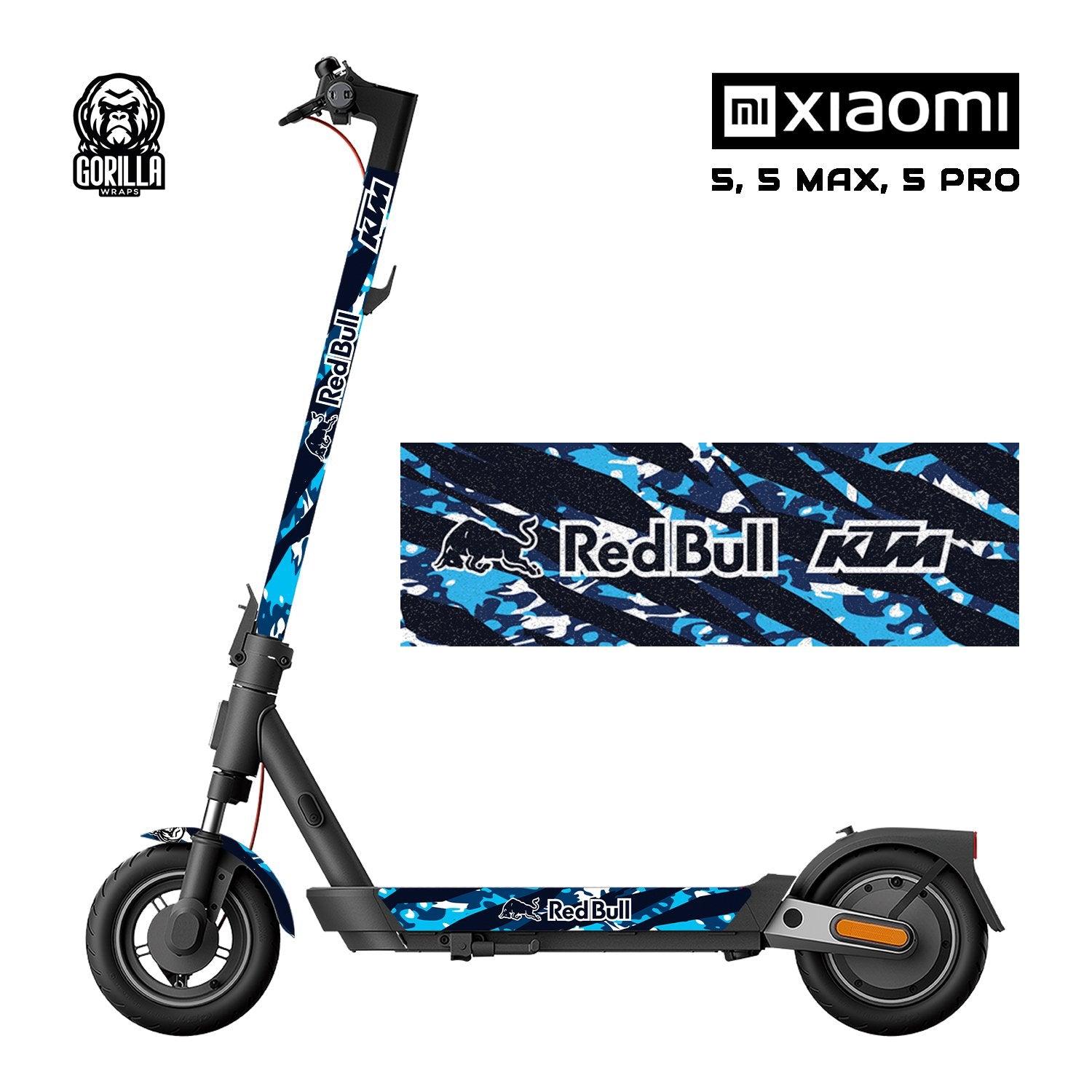 Vinilo KTM Blue con base antideslizante para Xiaomi 5 / 5 PRO / 5 MAX para patinetes eléctricos | Repuestos y accesorios